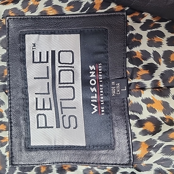 Pelle Studio Wilsons Leather Women's Black Leather Jacket Leopard Lining & Cuffs - Picture 2 of 14